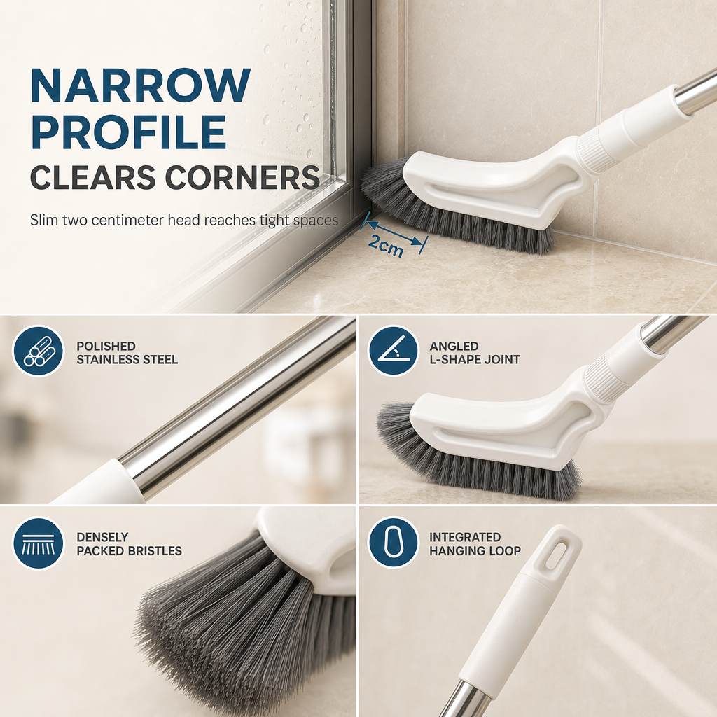 🧹 Multi-Purpose Floor Scrub Brush – Extendable Long Handle for Easy Cleaning
