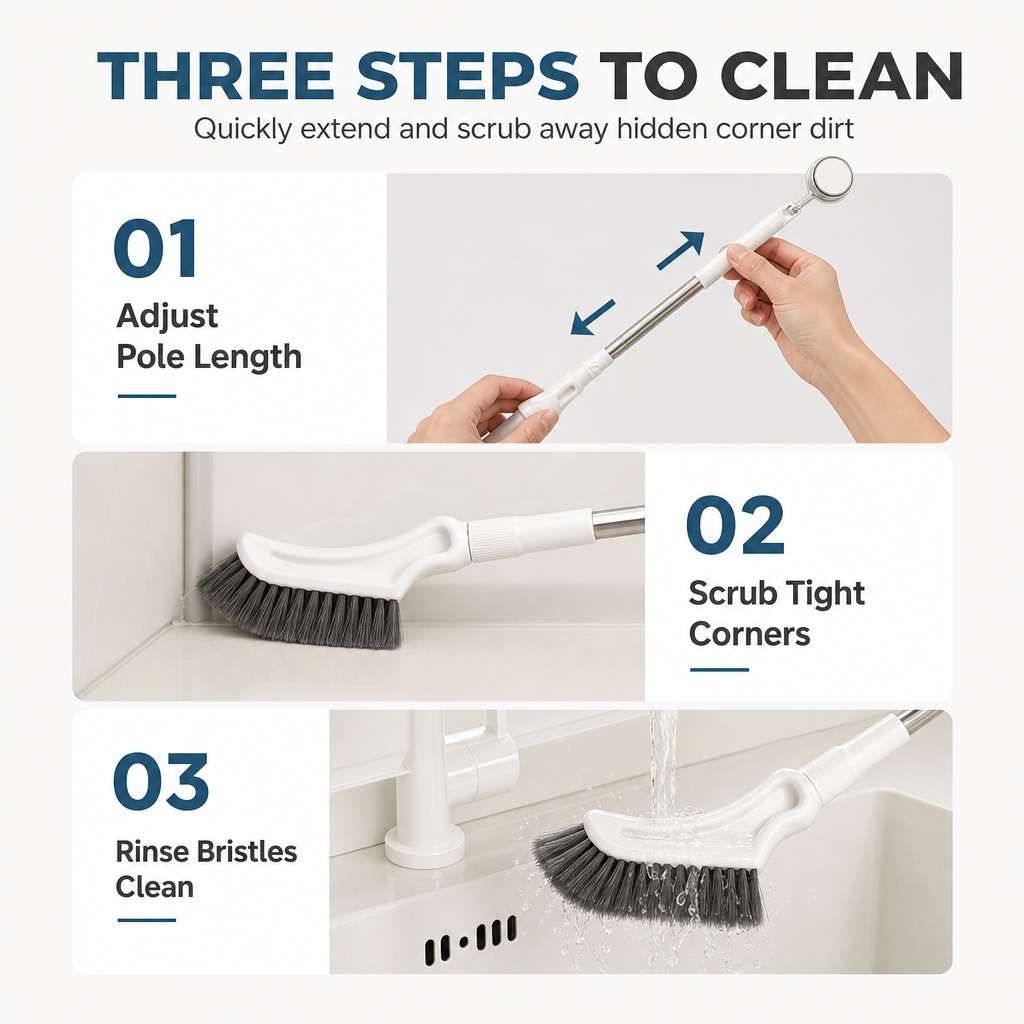 🧹 Multi-Purpose Floor Scrub Brush – Extendable Long Handle for Easy Cleaning